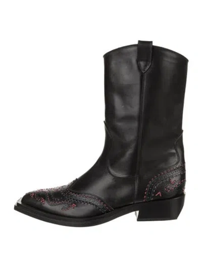 Pre-owned Fratelli Rossetti Leather Western Boots In Black
