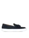 Fratelli Rossetti Suede Moccasin With Tassels And Contrasting Sole In Blue
