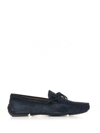 Fratelli Rossetti One Moccasin In Navy Blue Suede In Marine