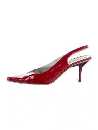 Pre-owned Fratelli Rossetti Patent Leather Slingback Pumps In Red