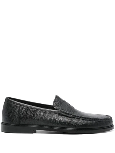 Fratelli Rossetti Pebbled-leather Loafers In Black