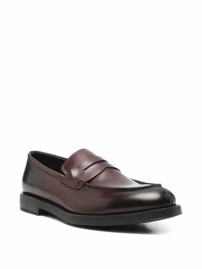 Fratelli Rossetti Penny Leather Loafers In Orange