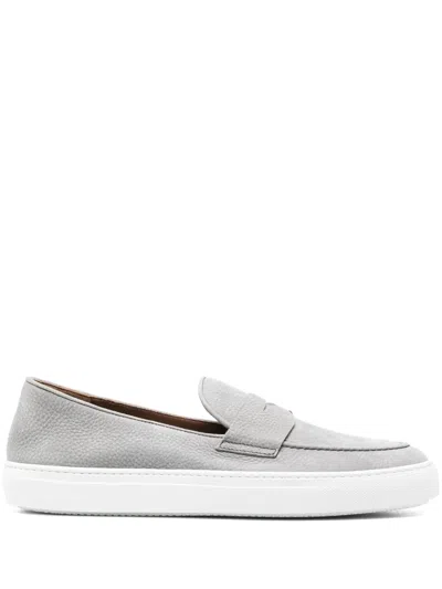 Fratelli Rossetti Penny-slot Leather Loafers In Grey