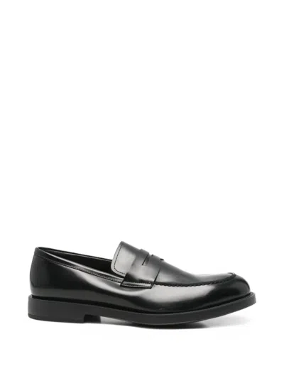 Fratelli Rossetti Polished Leather Penny Loafers In Black