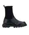 Fratelli Rossetti Leather Sidney Brogue Booties With Suede Sock Detail In Black