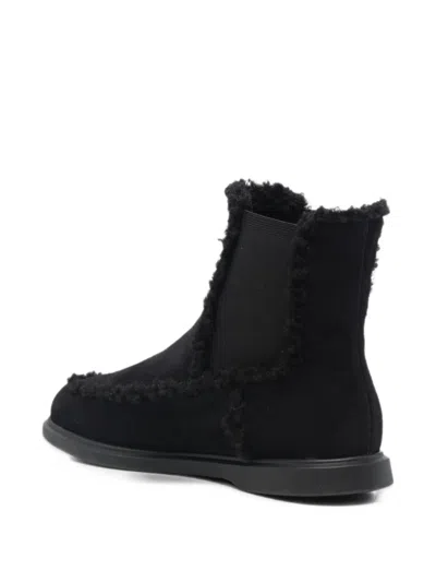 Fratelli Rossetti Shearling-trim Suede Boots In Black