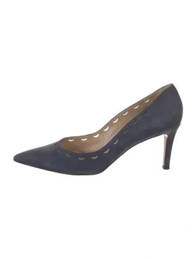 Pre-owned Fratelli Rossetti Spike Accents Suede Pumps In Blue