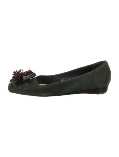 Pre-owned Fratelli Rossetti Suede Ballet Flats In Green