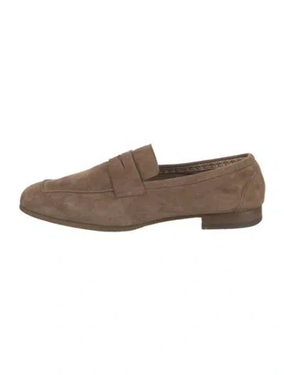Pre-owned Fratelli Rossetti Suede Dress Loafers In Brown