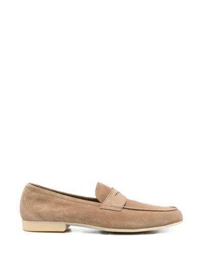 Fratelli Rossetti Suede Penny Loafers In Neutral