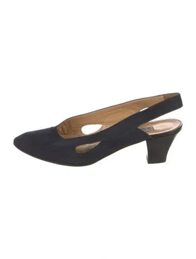 Pre-owned Fratelli Rossetti Suede Slingback Pumps In Blue
