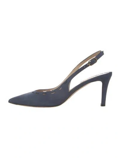 Pre-owned Fratelli Rossetti Suede Slingback Pumps In Blue