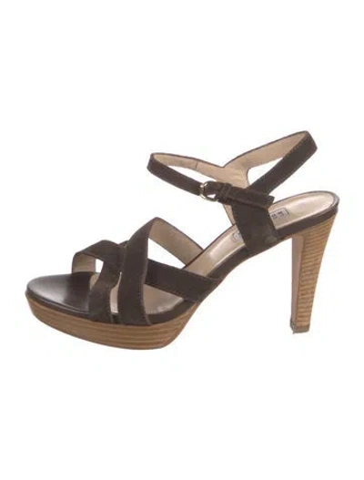Pre-owned Fratelli Rossetti Suede Slingback Sandals In Brown