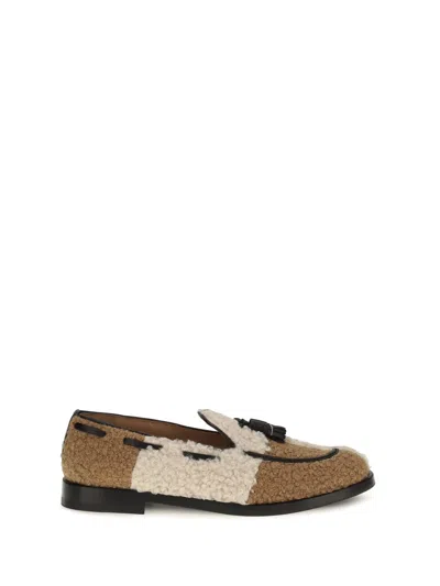Fratelli Rossetti Two-tone Bouclé Loafers In Beige