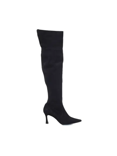 Fratelli Russo 70mm Penny Suede Knee-high Boots In Black