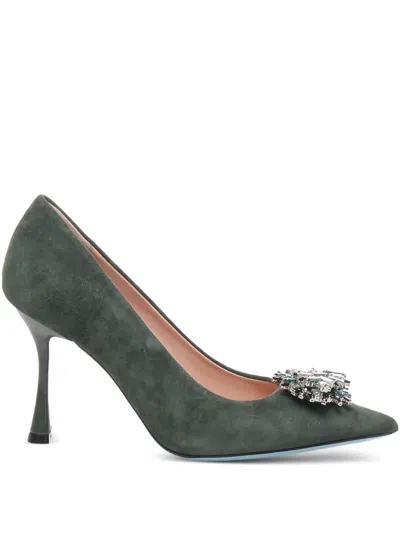 Fratelli Russo Crystal-embellished Suede Pumps In Green