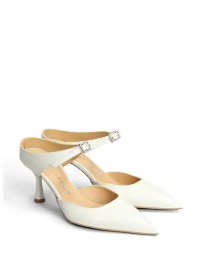 Fratelli Russo Crystal-buckle Pointed-toe Pumps In White