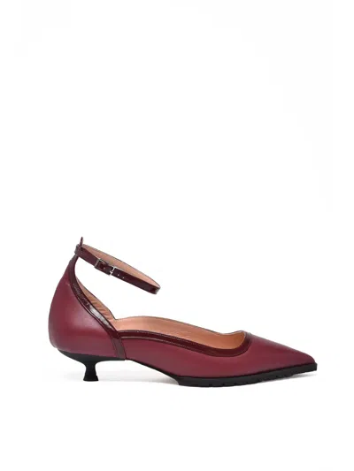 Fratelli Russo Red Leather Strappy Pumps In Burgundy