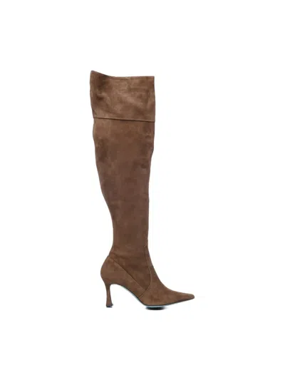 Fratelli Russo Suede Knee-high Boots In Brown