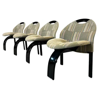 Pre-owned Fratelli Saporiti Set Di 4 Sedie Modello Sail Di Giovanni Offredi Per Saporiti Italia In Brown