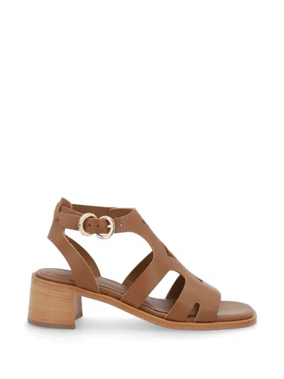Frau Block-heel Sandals In Brown