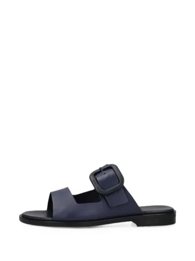 Frau Buckle-detail Leather Flat Sandals In Blue