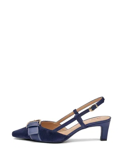 Frau Buckle-detail Suede Slingbacks In Blue