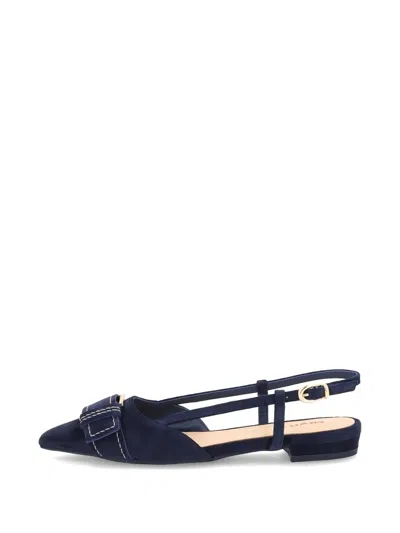 Frau Buckle-detail Suede Slingbacks In Blue