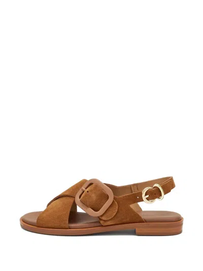 Frau Crossover-strap Buckle-detail Sandals In Brown