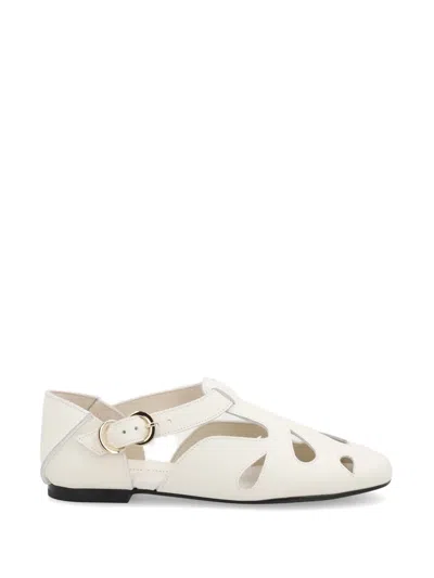 Frau Cut-out Buckle-fastening Ballet Flats In White