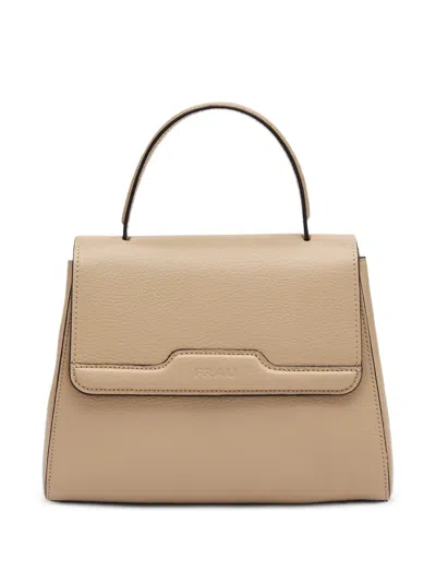 Frau Debossed-logo Tote Bag In Orange