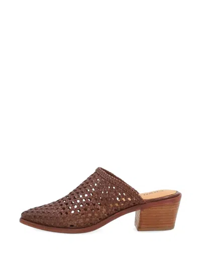 Frau Hand-woven Leather Mules In Brown