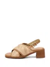 Frau Herringbone-effect Crossover-strap Sandals In Brown
