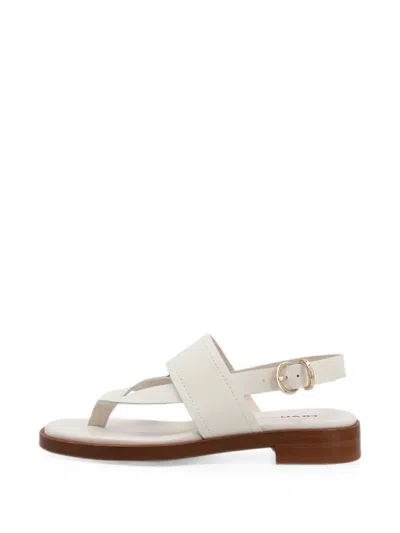 Frau Leather Slingback Thong Sandals In White