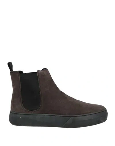 Frau Man Ankle Boots Dark Brown Size 7 Soft Leather, Textile Fibers