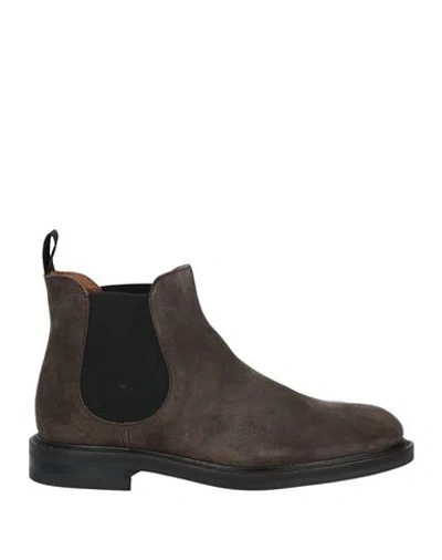 Frau Man Ankle Boots Grey Size 9 Leather, Elastic Fibres In Gray