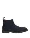 Frau Man Ankle Boots Navy Size 7 Leather, Elastic Fibres In Blue