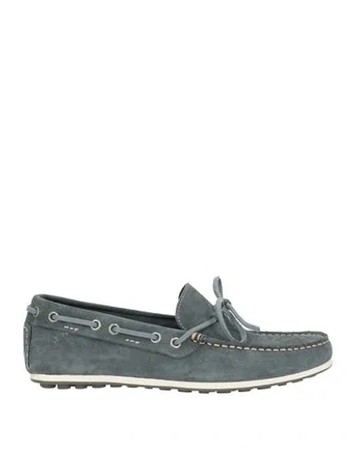 Frau Man Loafers Slate Blue Size 7 Leather In Gray