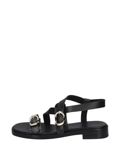 Frau Multi-strap Leather Sandals In Black