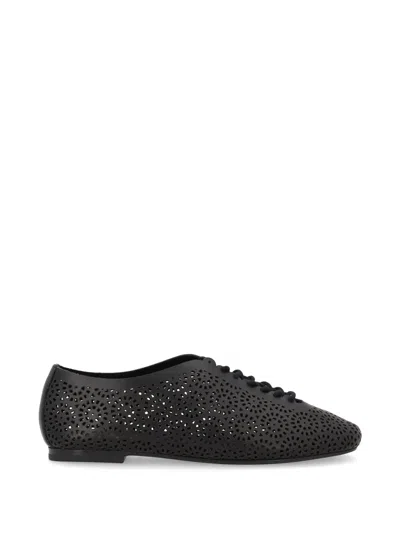 Frau Perforated Leather Lace-up Shoes In Black