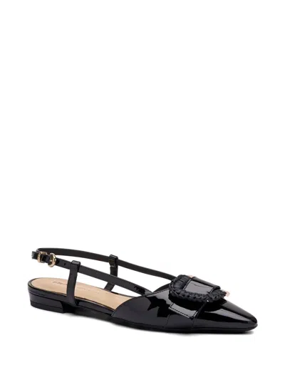 Frau Raffia-detail Patent Leather Pumps In Black