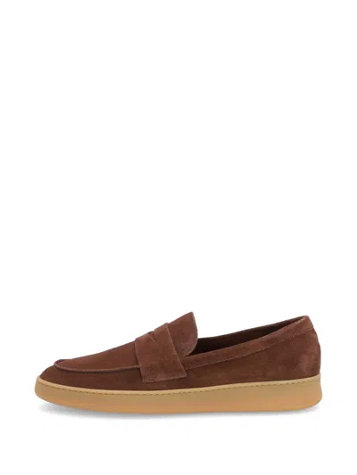 Frau Saddle-detail Suede Loafers In Brown