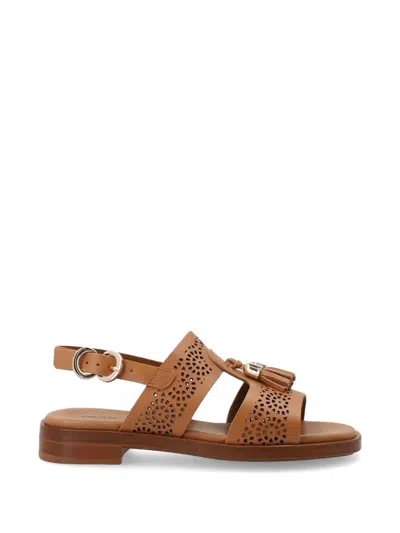 Frau Tassel-detail Perforated Sandals In Brown