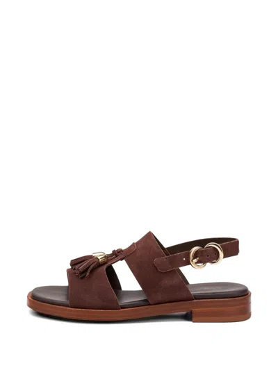 Frau Tassel-detail Suede Sandals In Brown