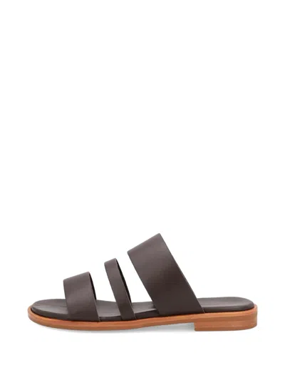 Frau Triple-strap Leather Sliders In Black