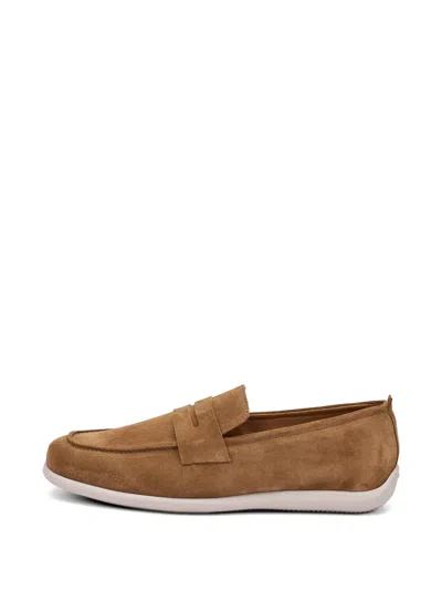 Frau Urban Ease Square-toe Suede Loafers In Brown