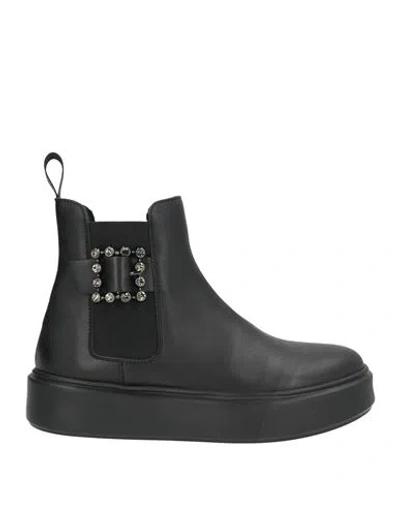Frau Woman Ankle Boots Black Size 6 Leather, Textile Fibers