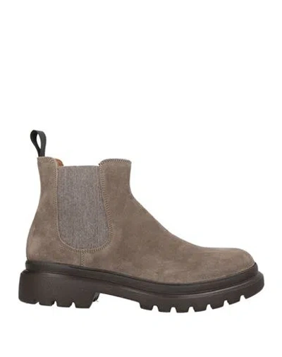 Frau Woman Ankle Boots Grey Size 10 Leather In Brown