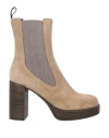 Frau Woman Ankle Boots Sand Size 7 Leather, Textile Fibers