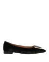 Frau Woman Ballet Flats Black Size 8 Textile Fibers, Leather In Black